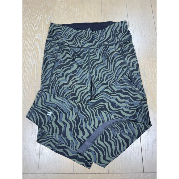 Sweaty Betty Pants - Sweaty Betty Zero Gravity Leggings Womens Medium Green Animal Print 7/8 Running
